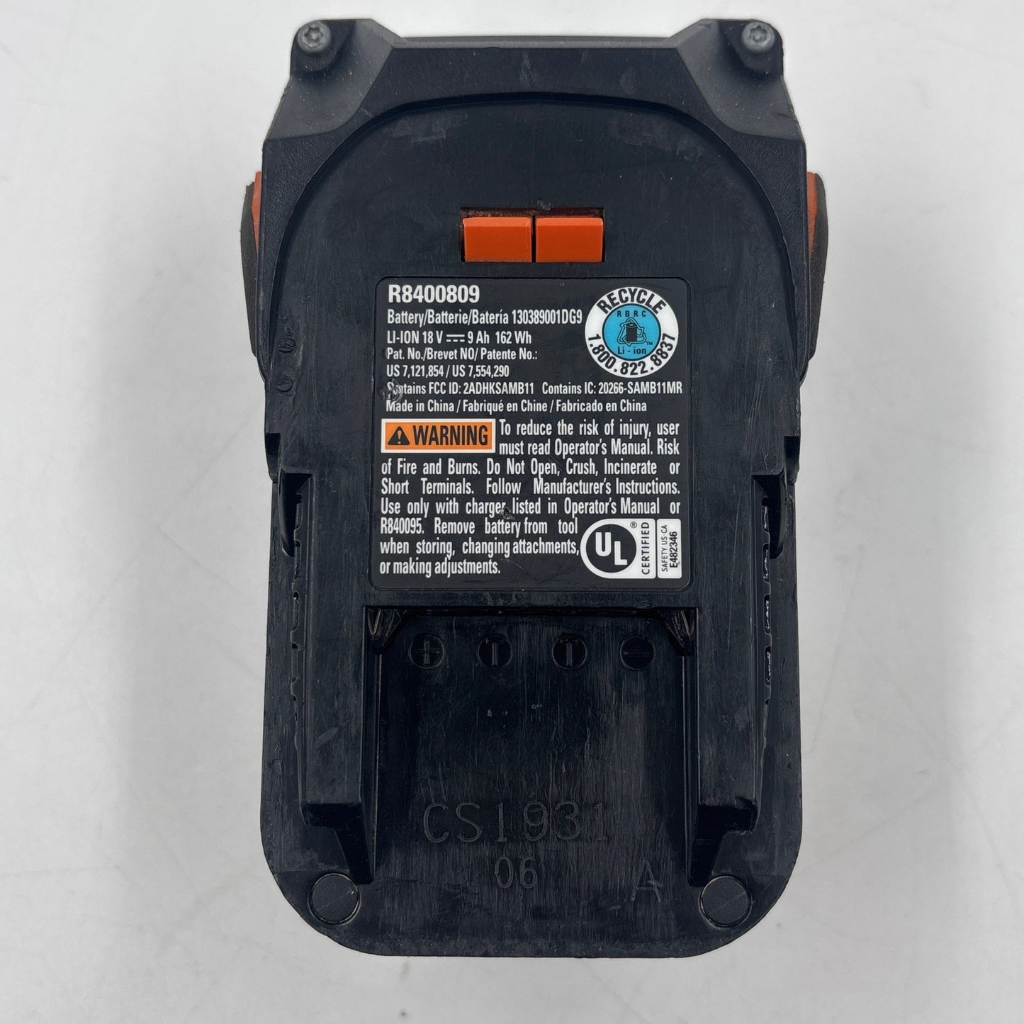 Ridgid R8400809 18V Battery