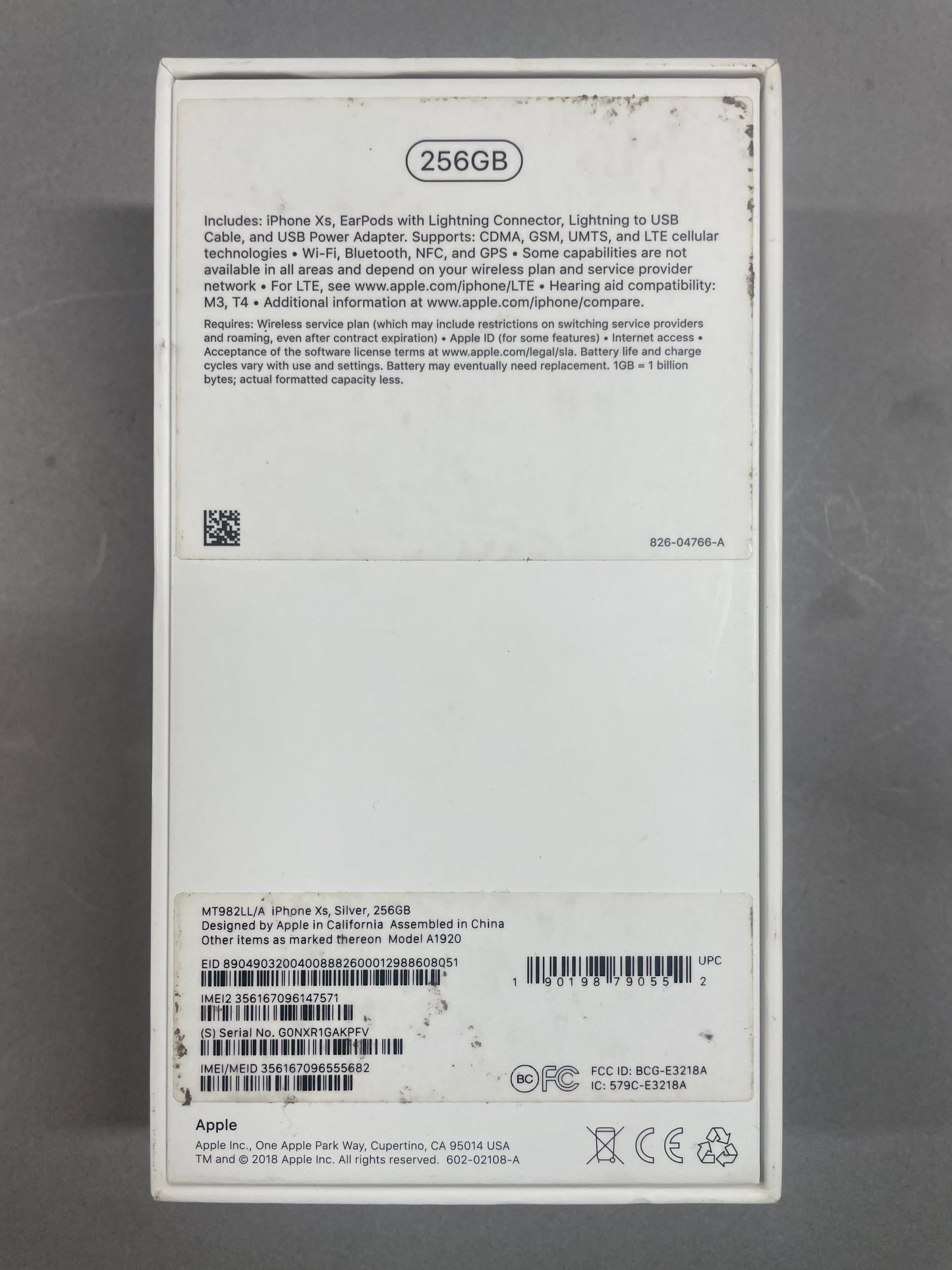 Unlocked Apple iPhone XS 256GB Silver N/A.