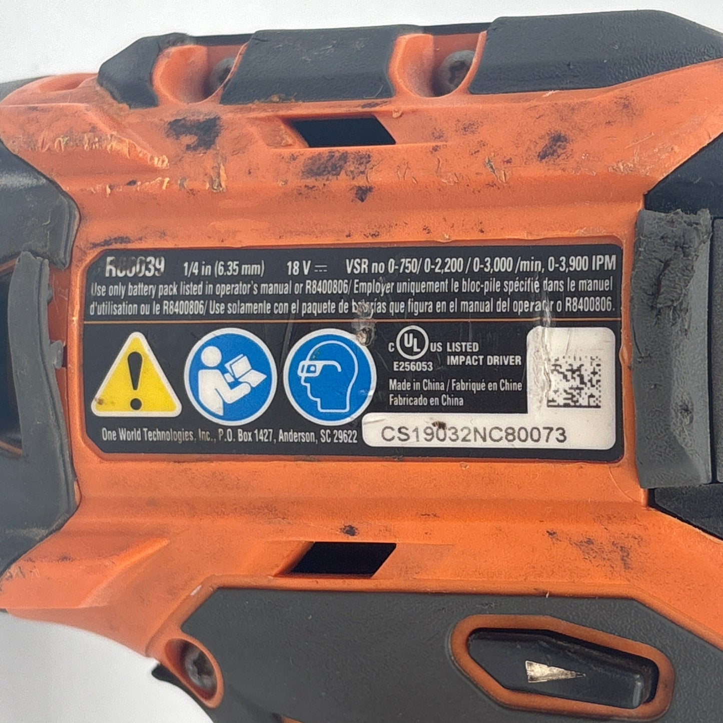 Ridgid R86039 18V 1/4 Inch Hex Cordless Impact Driver