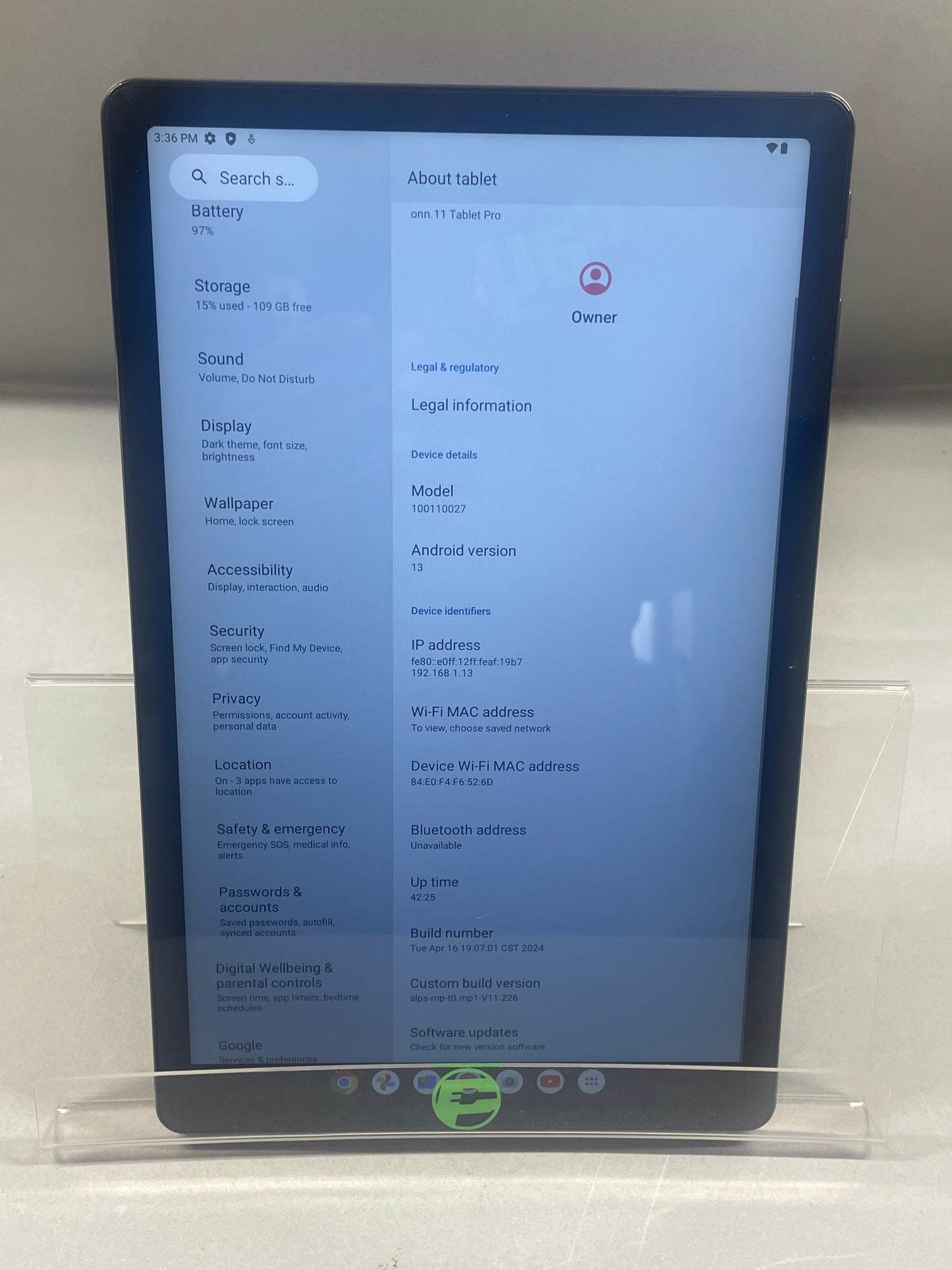 Factory Unlocked onn. 11 Tablet Pro 128GB Black 9032Z