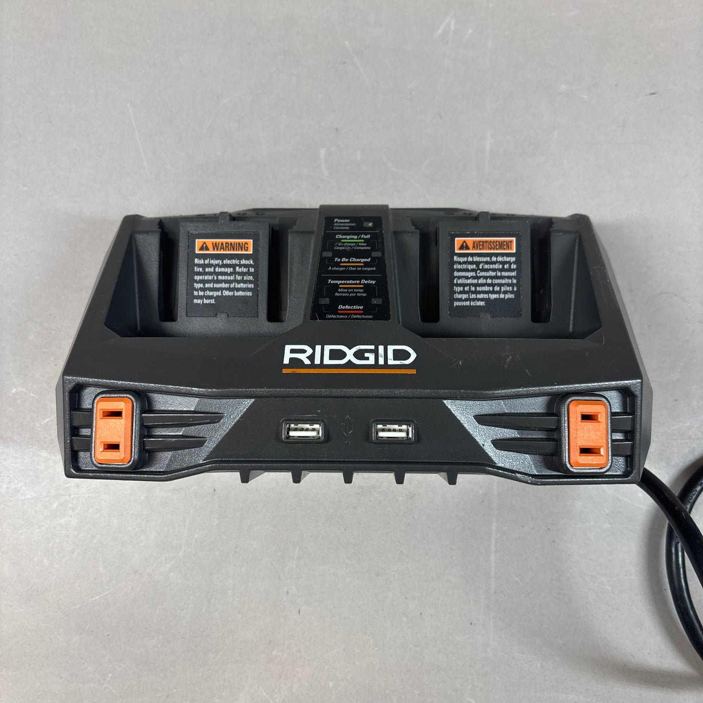 Ridgid 18V Dual Port Dual Chemistry Sequential Charger with Dual USB