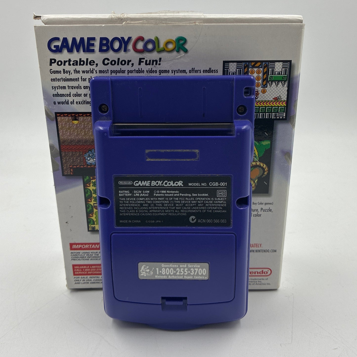 Nintendo Game Boy Color CGB-001 Grape W/ Original Box & Game Light