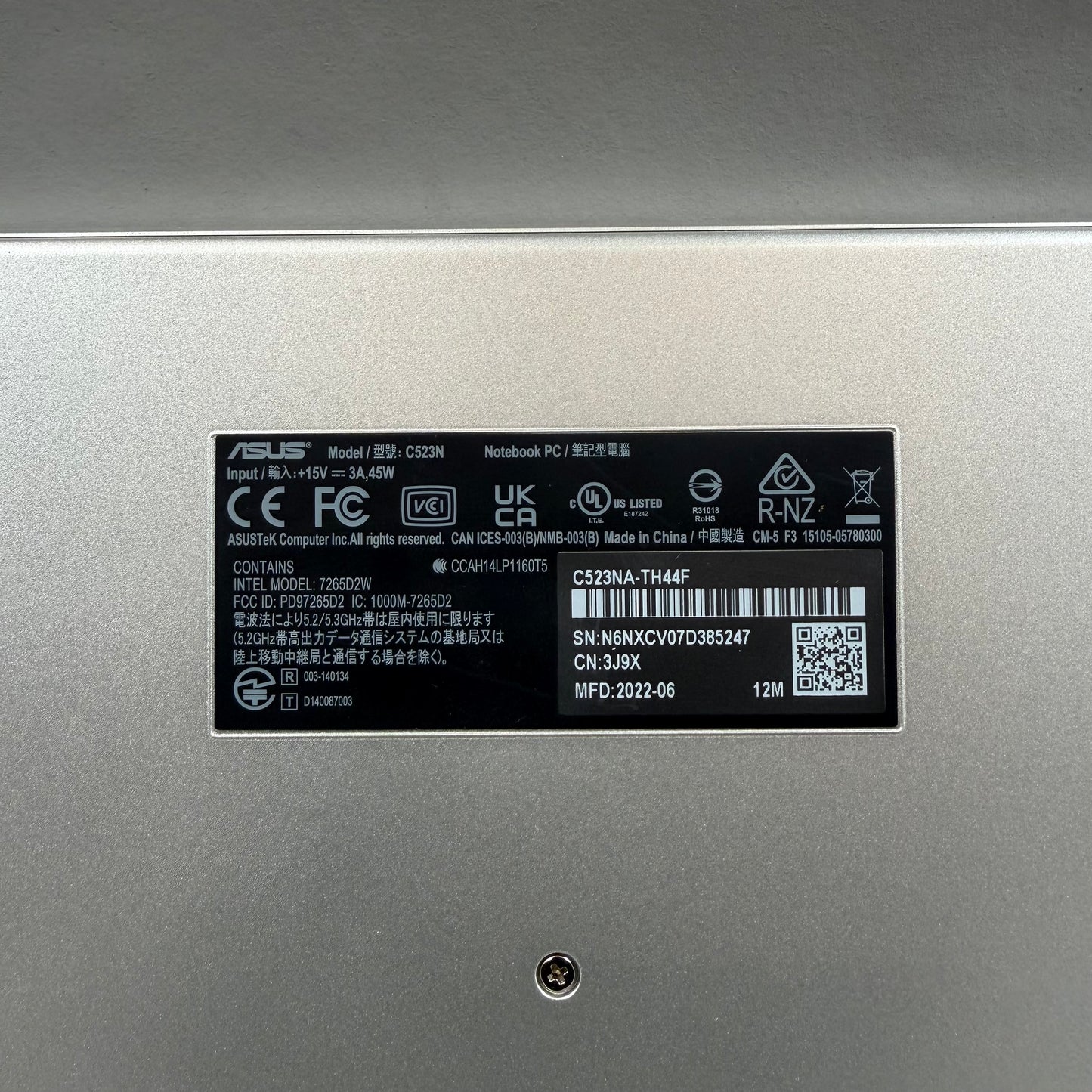 Asus Chromebook C523NA Laptop C523N