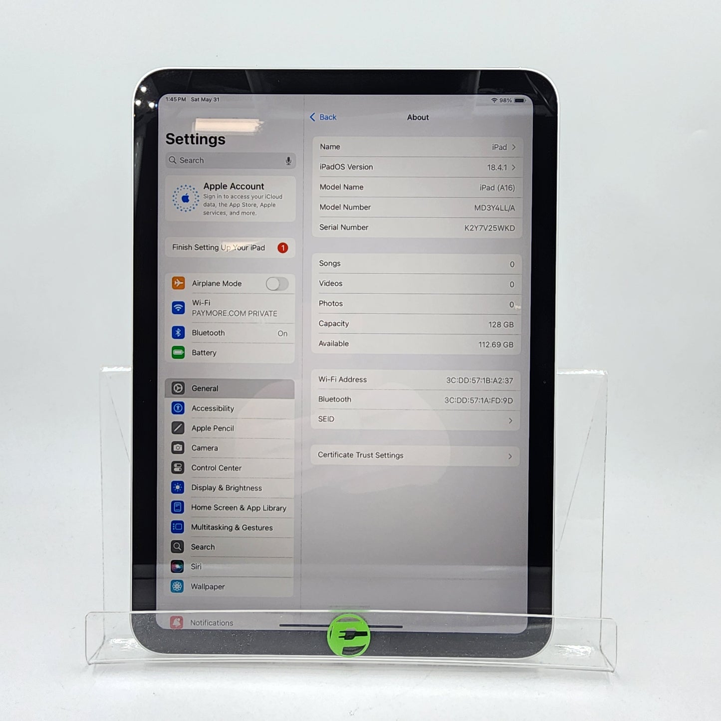 WiFi Only Apple iPad 11" (A16) 128GB Silver MD3Y4LL/A