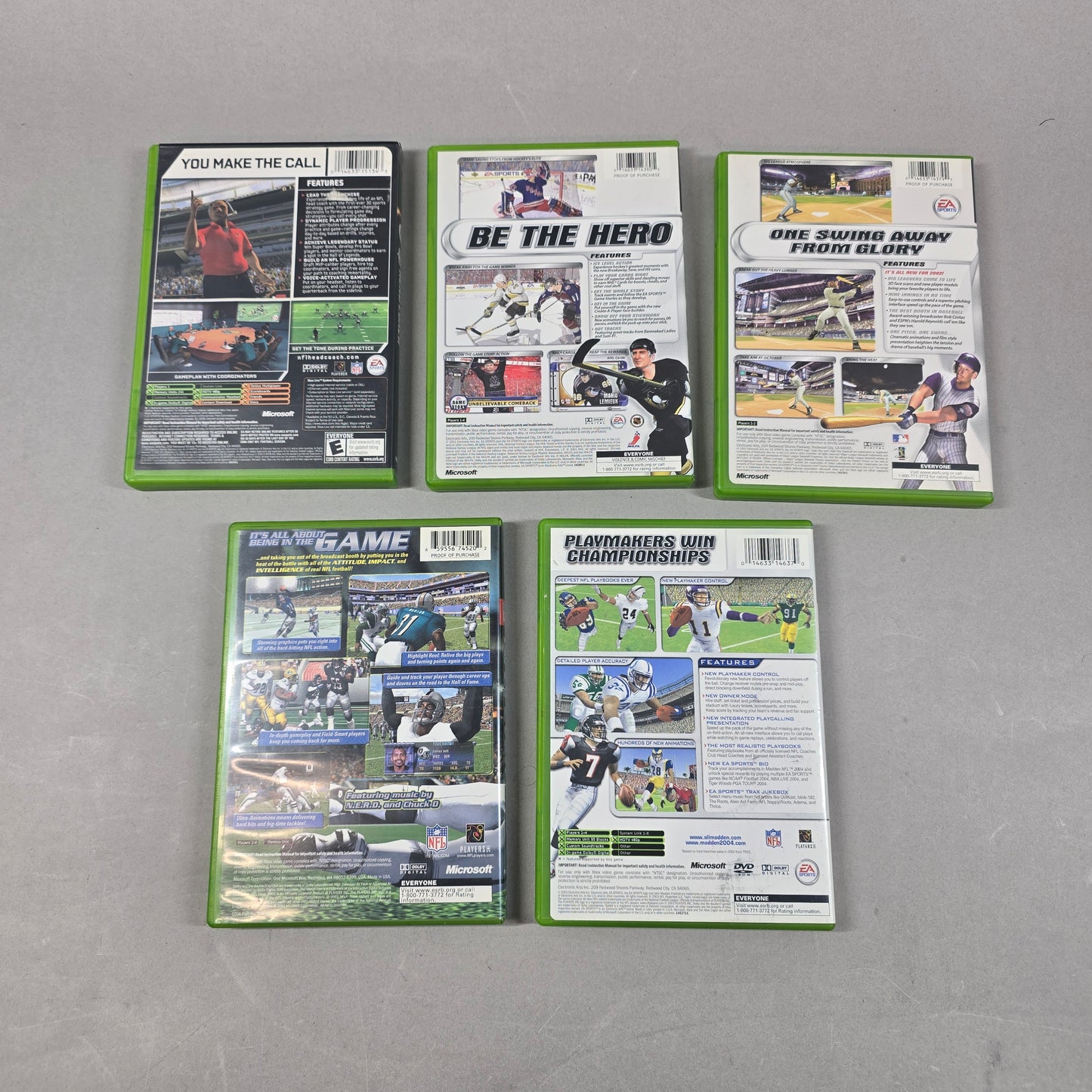 Lot of 5 Microsoft Original Xbox Games Sports Game Bundle