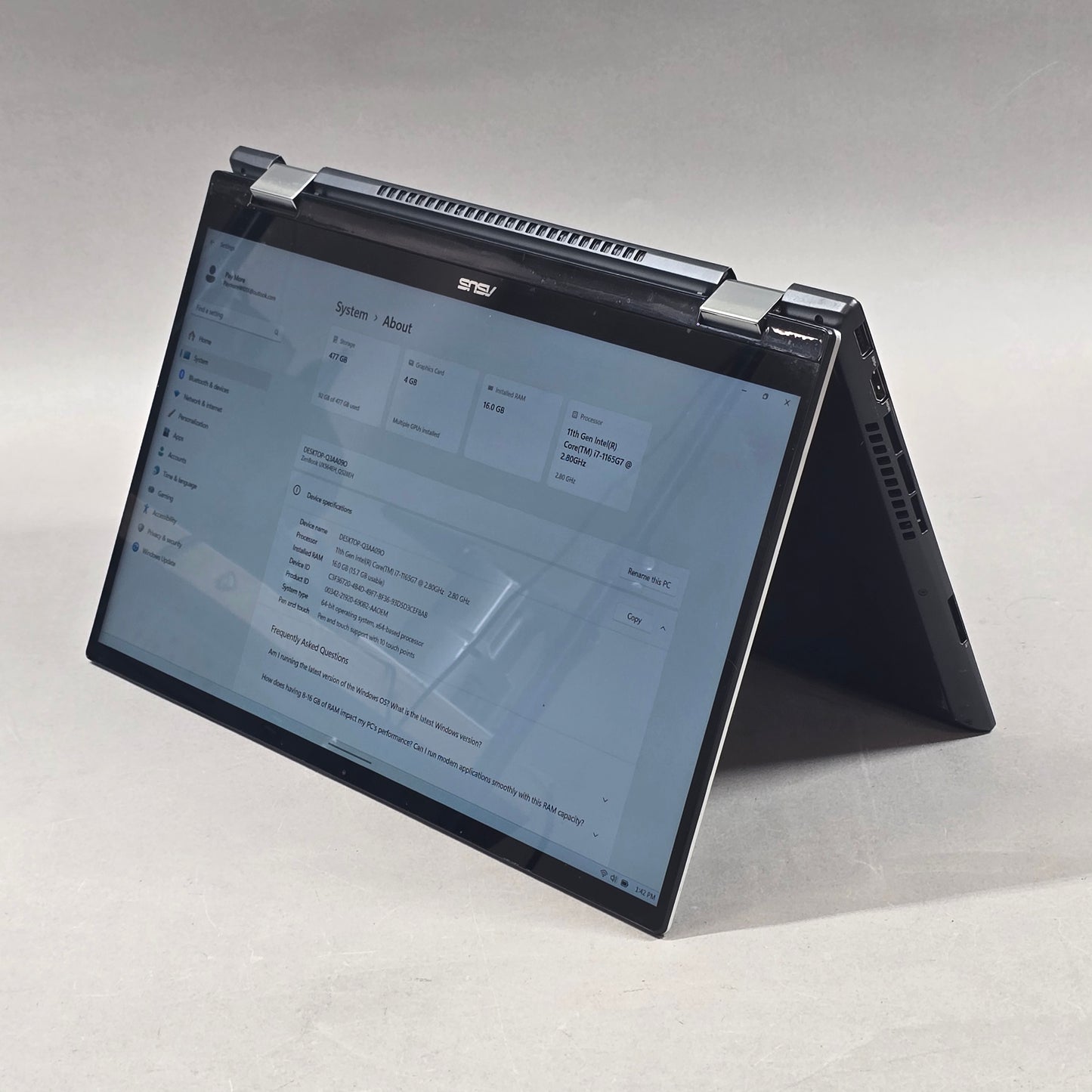 Asus Zenbook Flip 15 FLIP B5402 15.6" i7-1165G7 2.8GHz 16GB RAM 512GB SSD GeForc