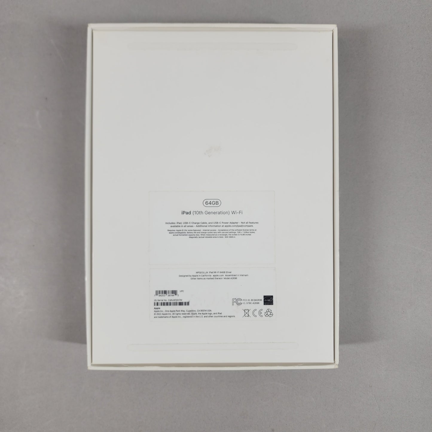 WiFi Only Apple iPad 10th Gen 64GB SILVER MPQ03LL/A