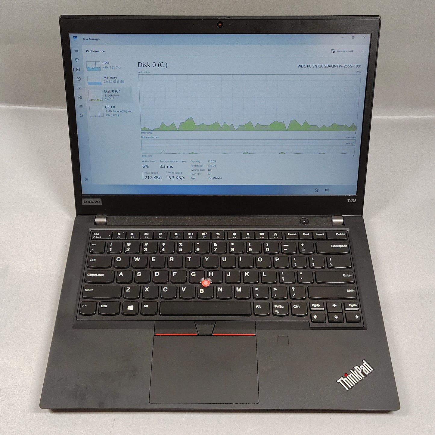 Lenovo ThinkPad T495 13.3" Ryzen 3 Pro 3300U 2.1GHz 8GB RAM 256GB SSD