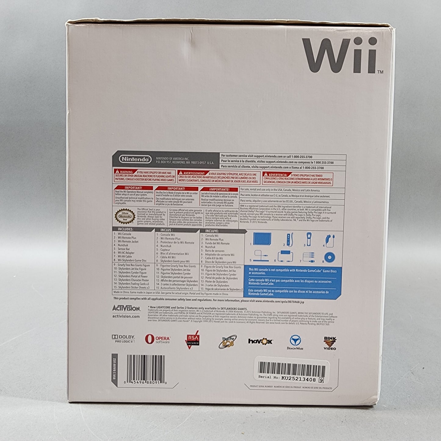 Nintendo Wii Skylander Giants Bundle Video Game Console RVL-101 Aqua Blue