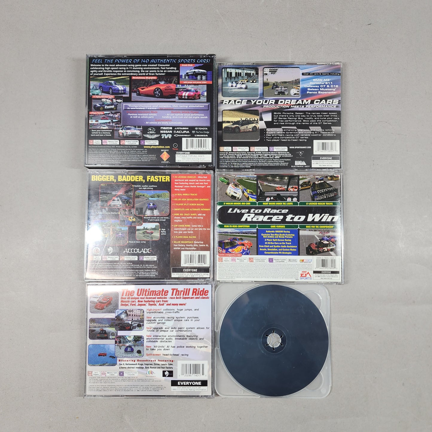 Lot of 6 Sony PlayStation 1 PS1 Games Racing Bundle