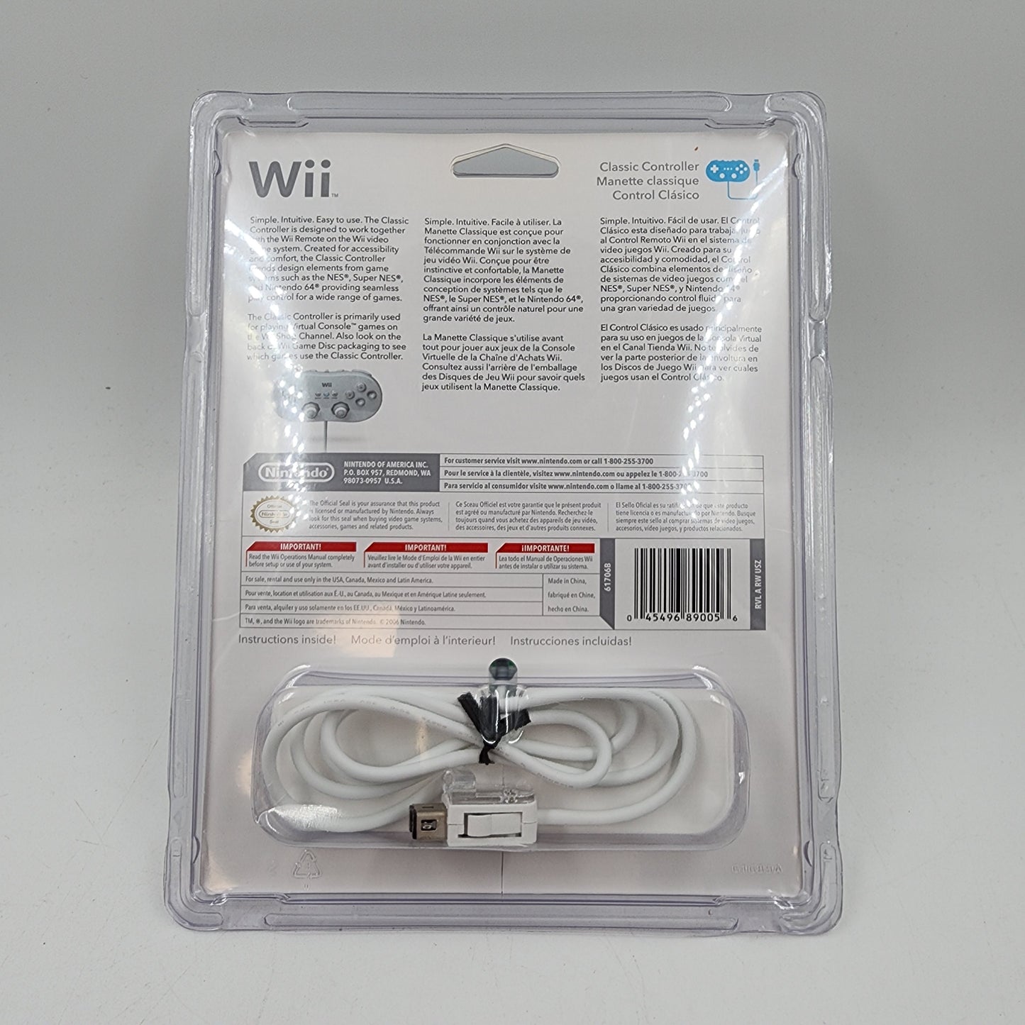 New Nintendo Wii Classic Controller 61706B White