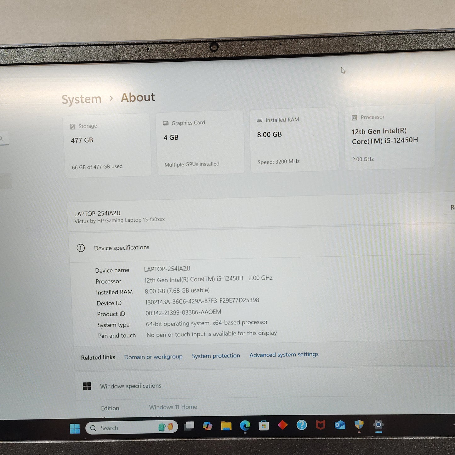 HP Victus 12th Gen Intel i5 15.6" A8-4500M 2.0GHz 8GB RAM 512GB SSD GTX 1050 Ti