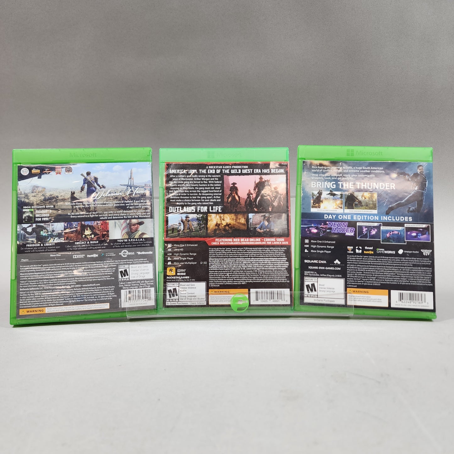 Red Dead 2, Fallout, and Just Cause Lot of 3 Microsoft Xbox One Games