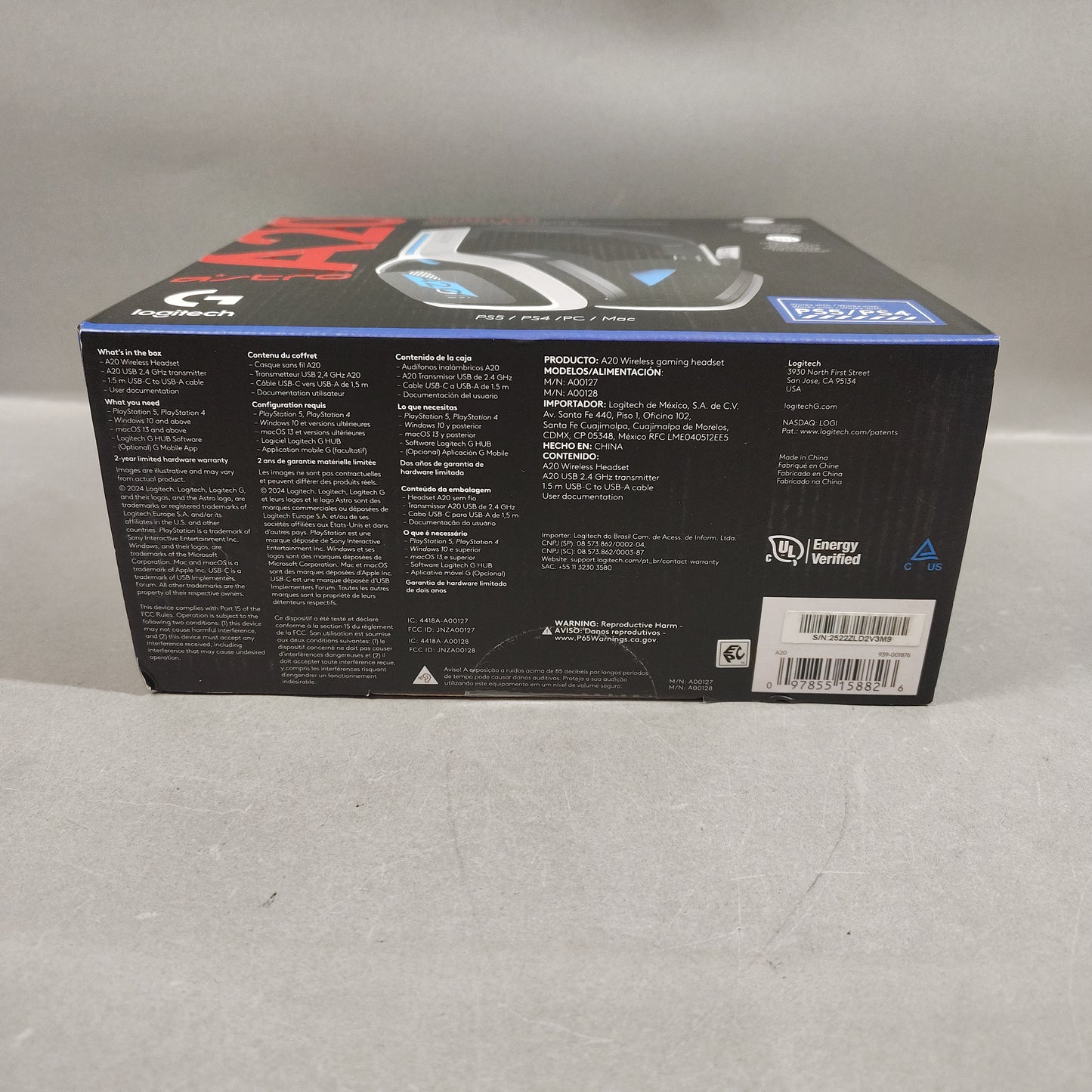 Logitech A20 Wireless Over-Ear Bluetooth Headphones White/Blue A00127