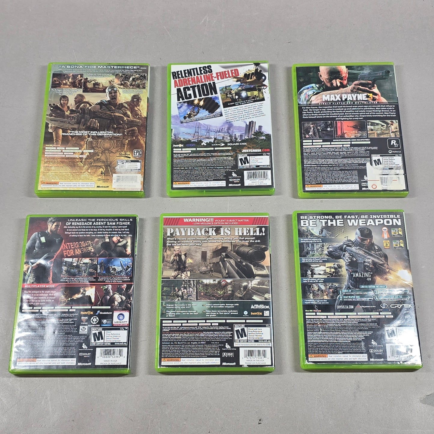 Lot of 6 Microsoft Xbox 360 Games