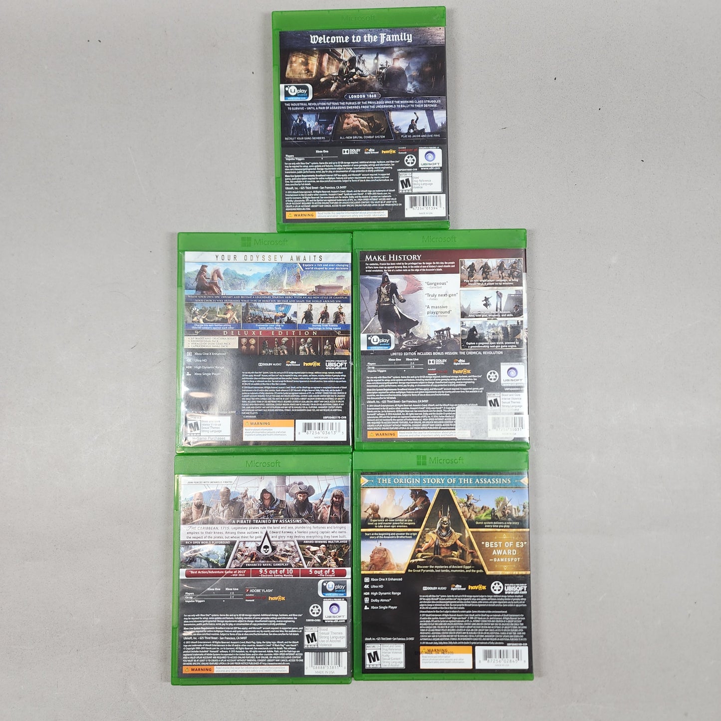 Assassin's Creed Bundle Lot of 5 Microsoft Xbox One Games