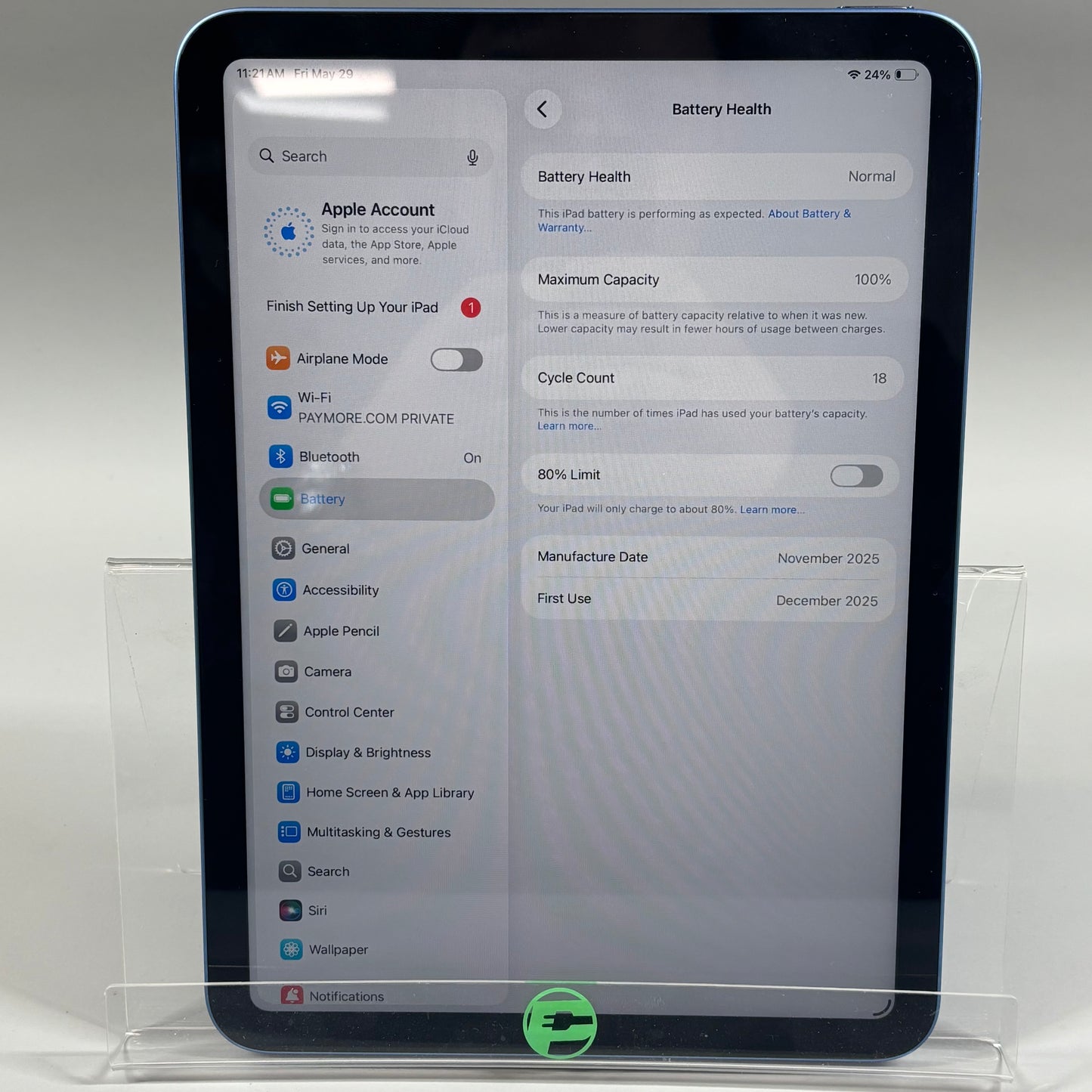 WiFi Only Apple iPad 11" (A16) 128GB Blue MD4A4LL/A