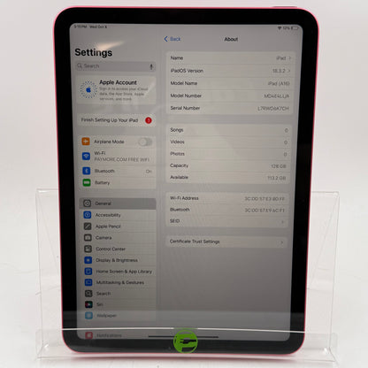 WiFi Only Apple iPad 11" (A16) 128GB Pink MD4E4LL/A