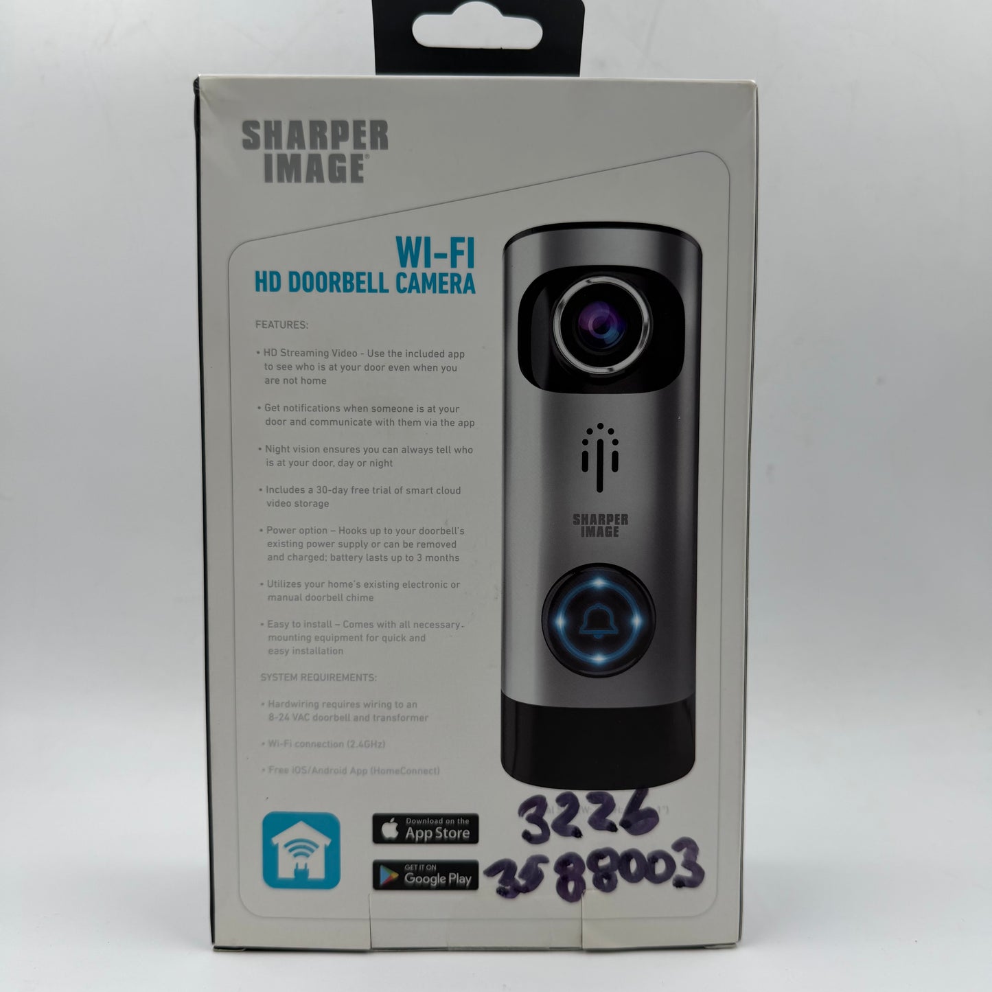 New Sharper Image HD SVC650SL Wi-Fi Smart Video Doorbell Camera