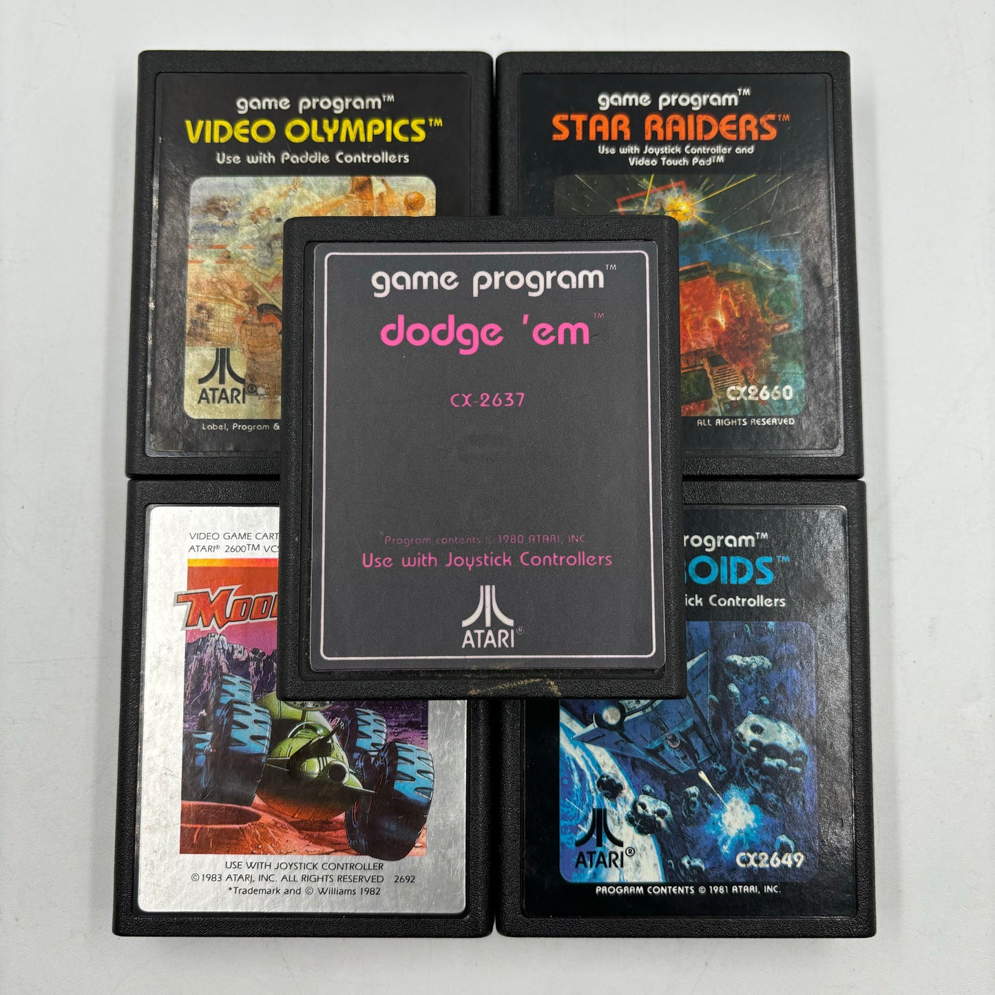 Lot of 5 Atari 7800 Games (Asteroids, Dodge'em, MOON PATROL, Star Raiders)