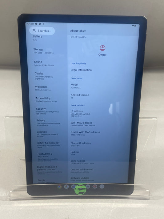 Factory Unlocked onn. 11 Tablet Pro 128GB Black 9032Z