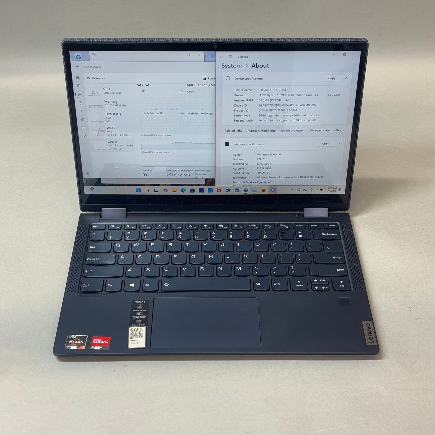 Lenovo Yoga 6 13ALC6 13" AMD Ryzen 7 2.6GHz 16GB RAM 512GB SSD