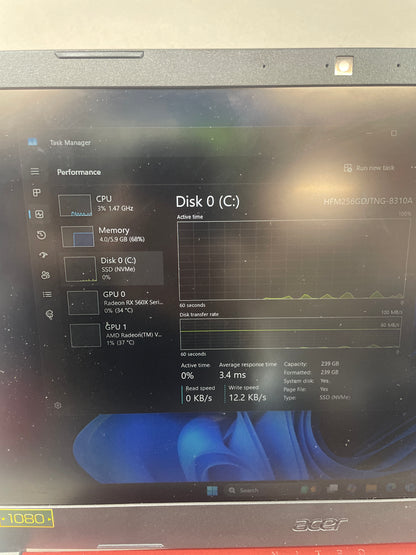 Acer Nitro 5 15.6" Ryzen 5 3550H 2.5GHz 8GB RAM 256GB SSD Radeon RX 560X Series