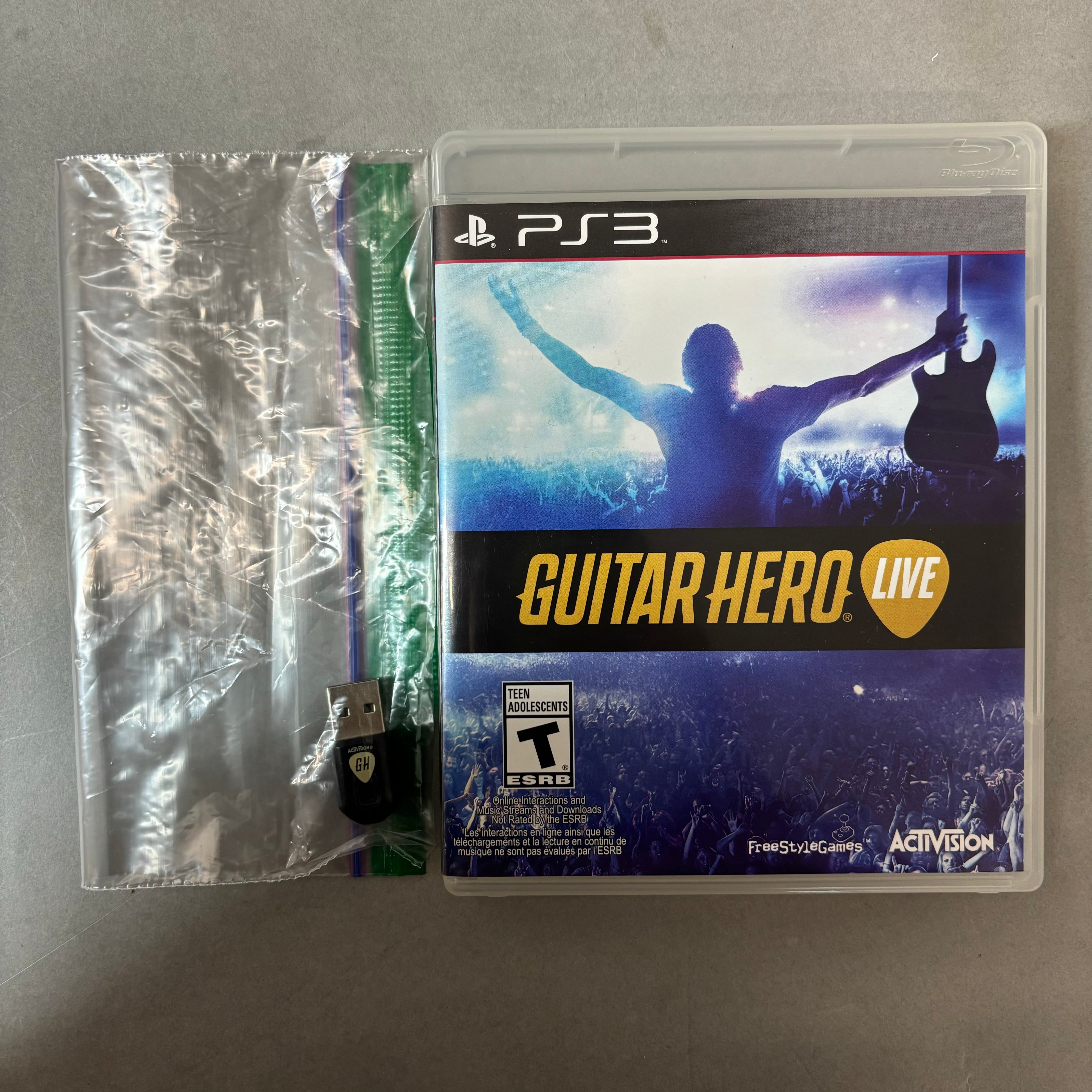 Activision Guitar Hero Live Bundle PS3 Sony PlayStation w/ Dongle &  Wireless Guitar Controller