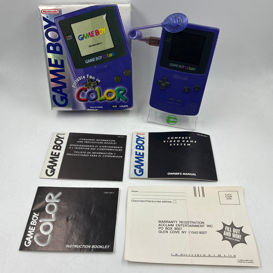 Nintendo Game Boy Color CGB-001 Grape W/ Original Box & Game Light