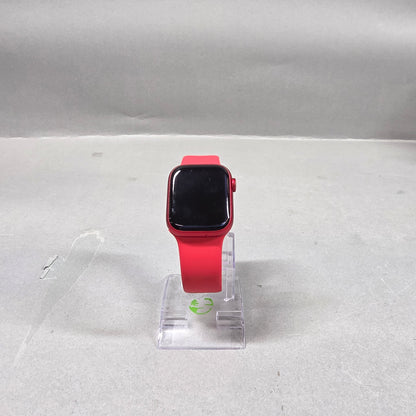 Unlocked Apple Watch Series 8 41MM Maroon R Aluminum Red Sport Band  MX4P3LW/A