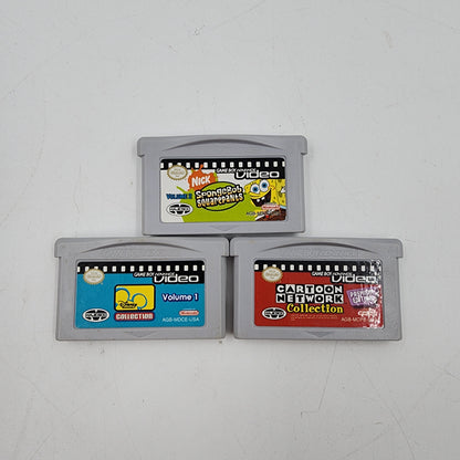 Lot of 3 Nintendo Game Boy Advance Video Cartridges: Disney, CN, & Nick