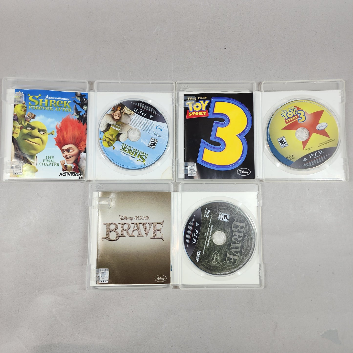 PS3 Animated Movie Video Games Lot of 3 PS3 Games Shrek, Toy Story, & Brave