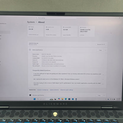 Alienware M16 R2 P130F 16" Intel Ultra 9 3.7GHz 32GB RAM 1TB SSD GeForce RTX 4070