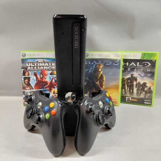 Microsoft Xbox 360 S 4GB Black 1439 W/3 Games