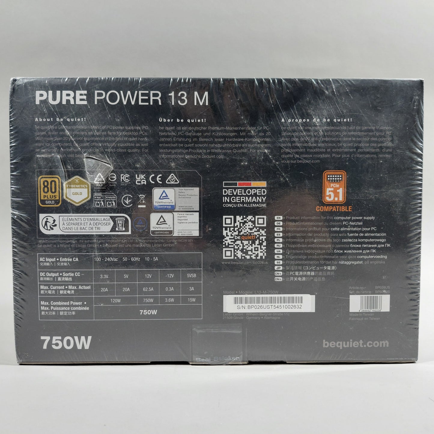 New be quiet! Pure Power 13 M 80 Plus Gold 750W Fully Modular Power Supply