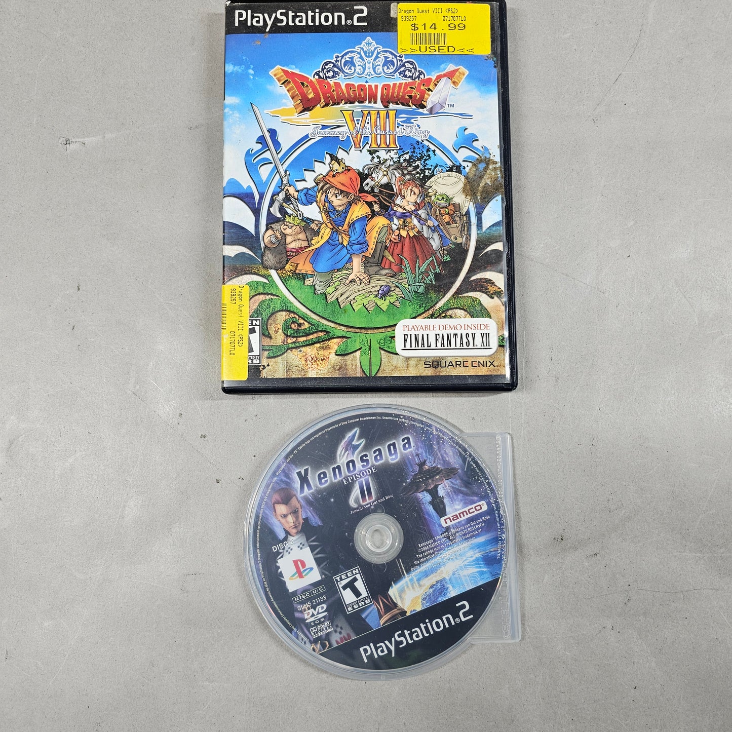 Lot of 2 Sony PlayStation 2 PS2 Games Dragon Quest VIII Xenosaga Episode 2