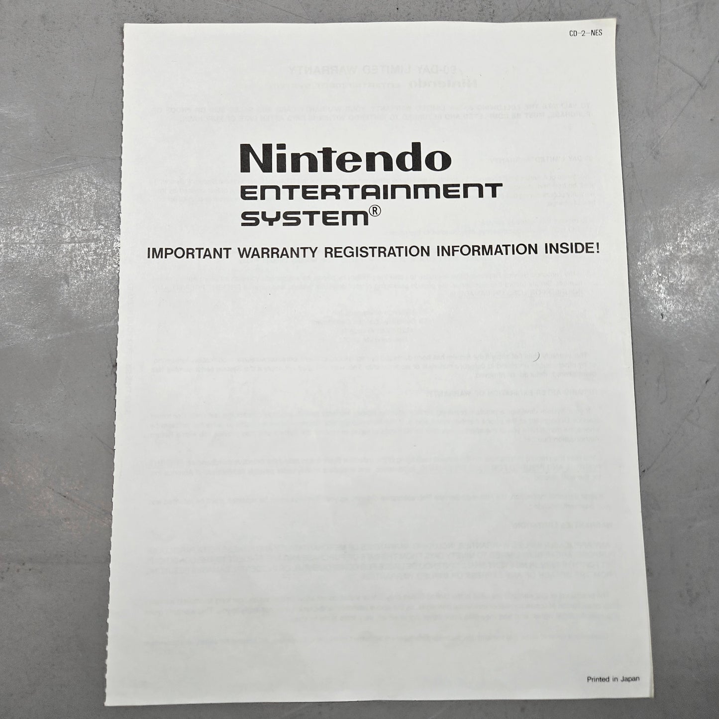 Nintendo Entertainment System NES Video Game Console NES-001 Gray