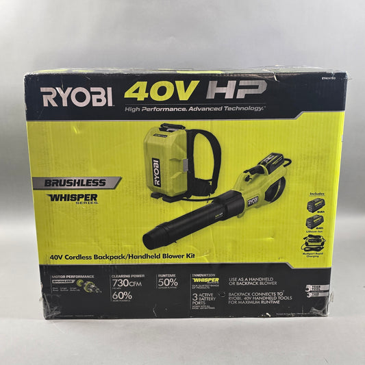 New Ryobi RY404180 40V Cordless Backpack/Handheld Blower Kit