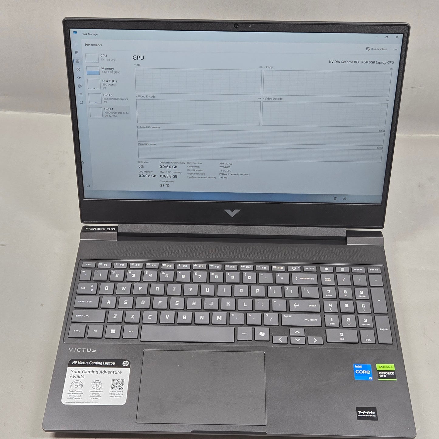 HP Victus 13 15.6" i5-13420H 2.1GHz 8GB RAM 500GB GeForce RTX 3050