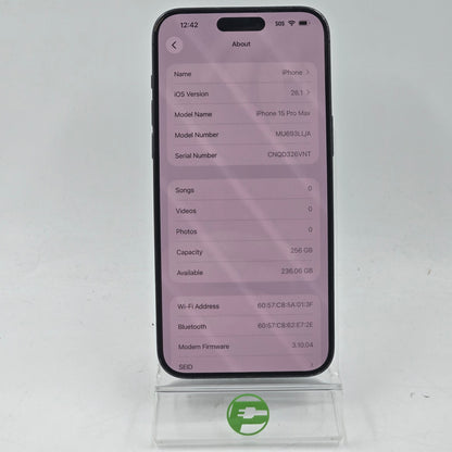 Factory Unlocked Apple iPhone 15 Pro Max 256GB Blue MU693LL/A