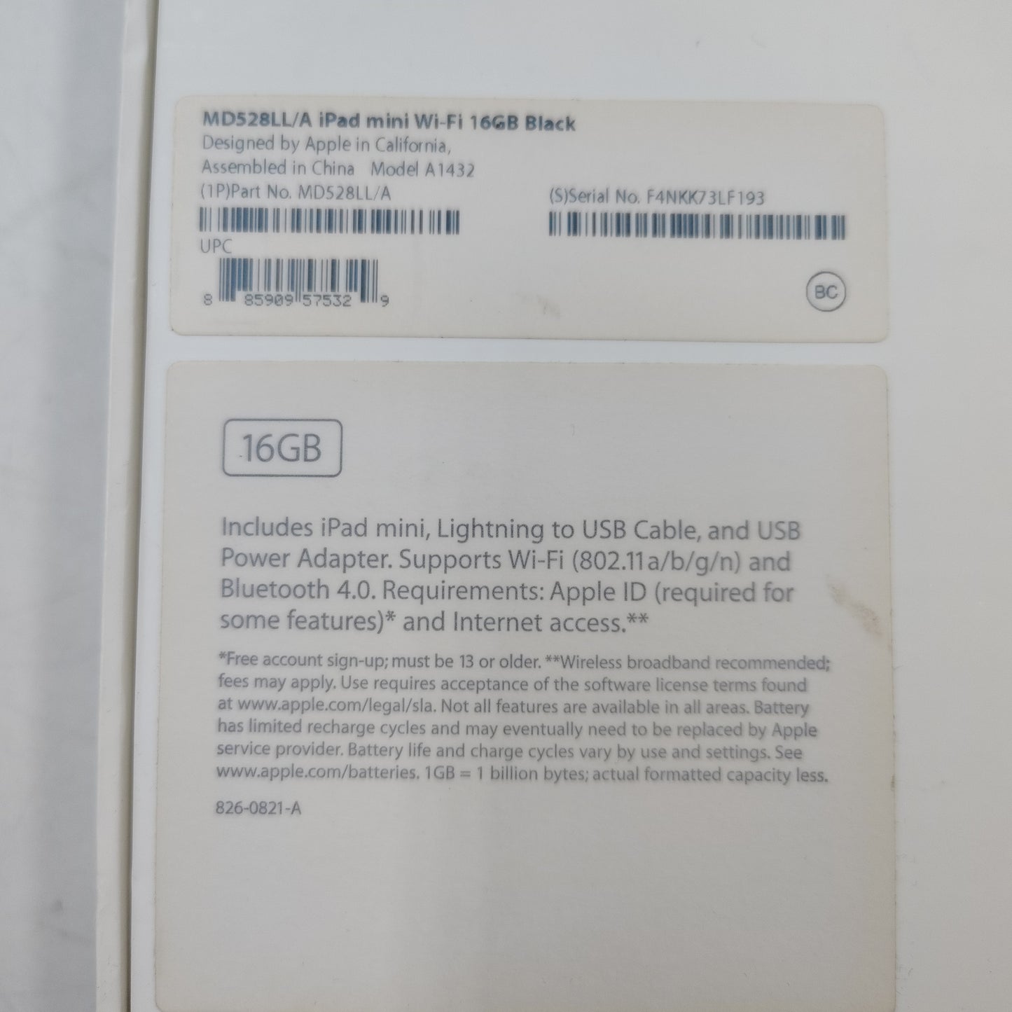 Apple Ipad Mini 1st Generation 16GB Wi-Fi Only A1432 MD528LL/A