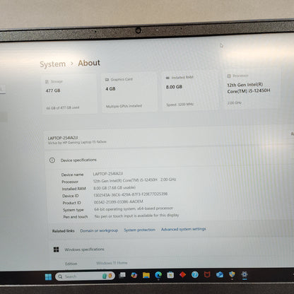 HP Victus 12th Gen Intel i5 15.6" A8-4500M 2.0GHz 8GB RAM 512GB SSD GTX 1050 Ti