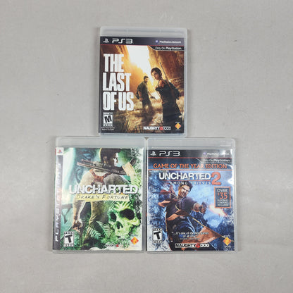 Last of Us, Uncharted 1 &amp; 2 Lot of 3 PlayStation 3 PS3 Games