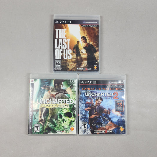 Last of Us, Uncharted 1 &amp; 2 Lot of 3 PlayStation 3 PS3 Games
