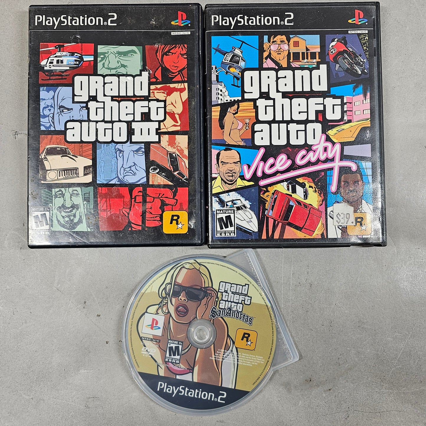 Lot of 3 Sony PlayStation 2 PS2 Games GTA III  Vice City San Andreas