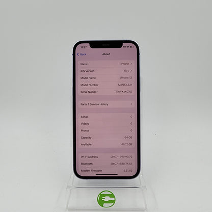 Unlocked Apple iPhone 12 64GB 18.4 PURPLE MJN13LL/A