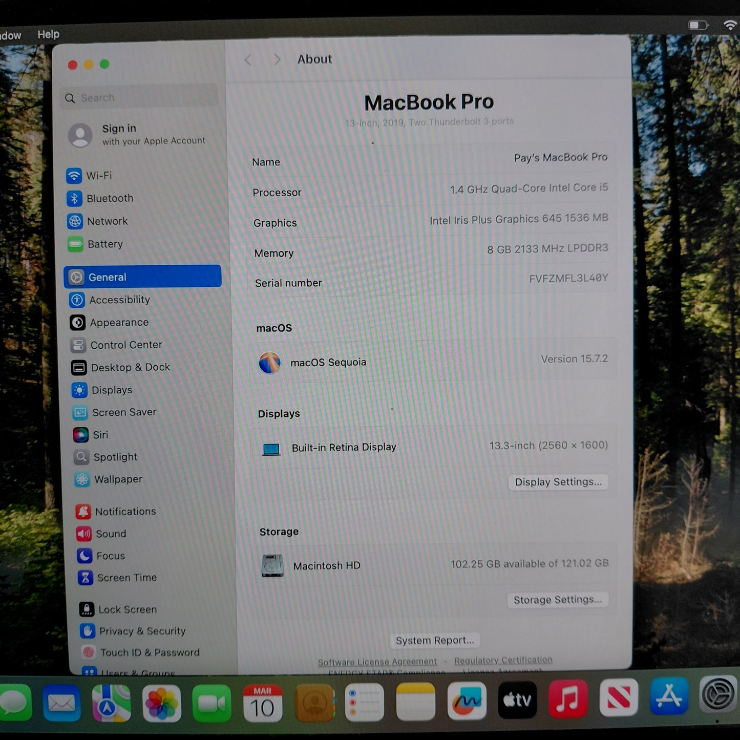 2019 Apple MacBook Pro 13.3" i5 1.4GHz 8GB RAM 128GB Silver A2159