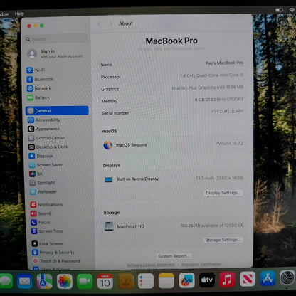 2019 Apple MacBook Pro 13.3" i5 1.4GHz 8GB RAM 128GB Silver A2159