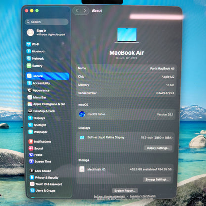 2023 Apple MacBook Air 15" M2 8 Core 3.5GHz 16GB RAM 512GB SSD A2941