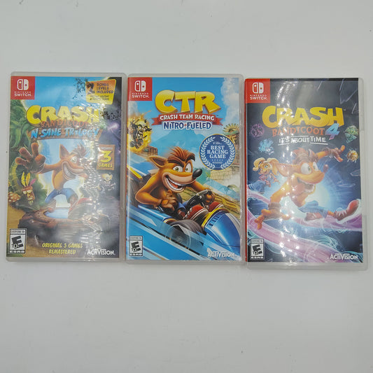 Lot of 3 Crash Bundle Nintendo Switch Games